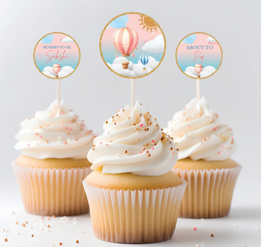 Hot Air Balloon Cupcake Toppers (Set Of 12)
