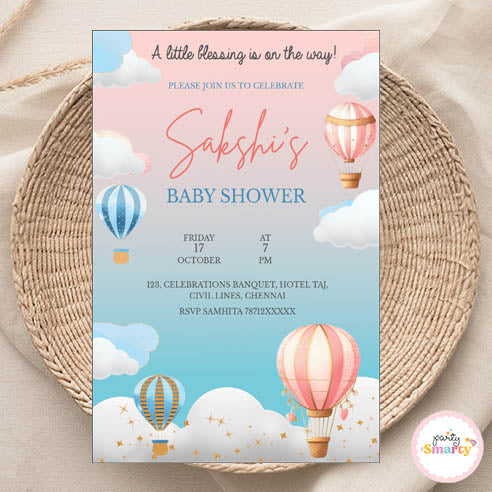 Hot Air Balloon Baby Shower Invite