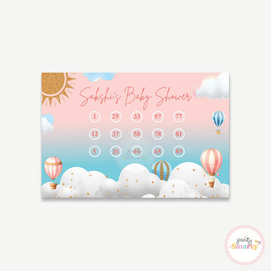 Hot Air Balloon Baby Shower Housie Ticket - Set of 15