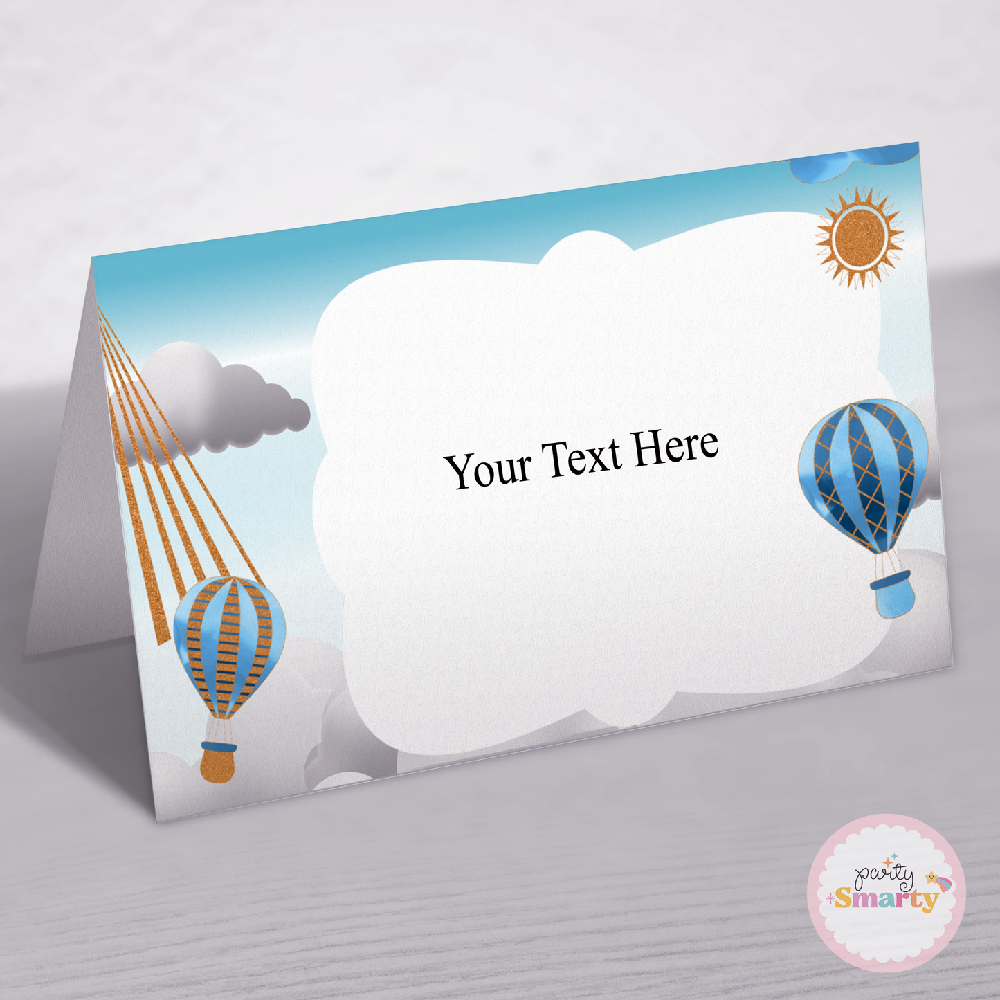 Hot Air Balloon Blue Food Tags