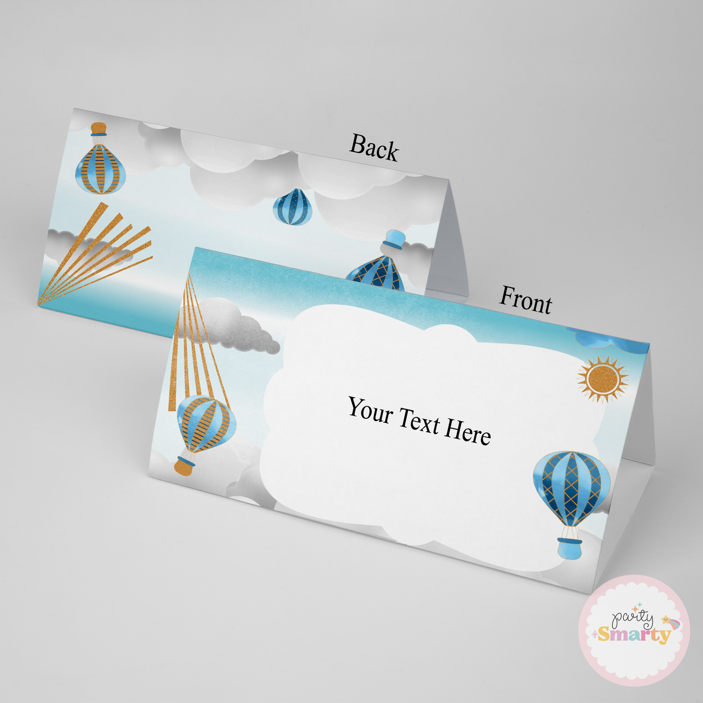 Hot Air Balloon Blue Food Tags