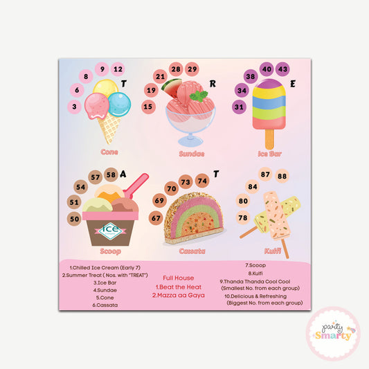 Icecream Housie Ticket - Set of 15