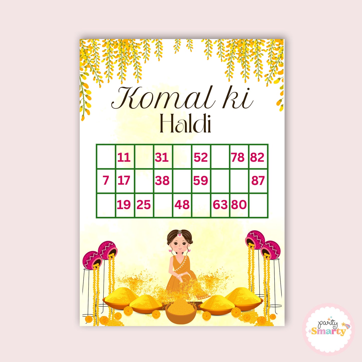 Wedding Haldi Housie Ticket - Set of 15