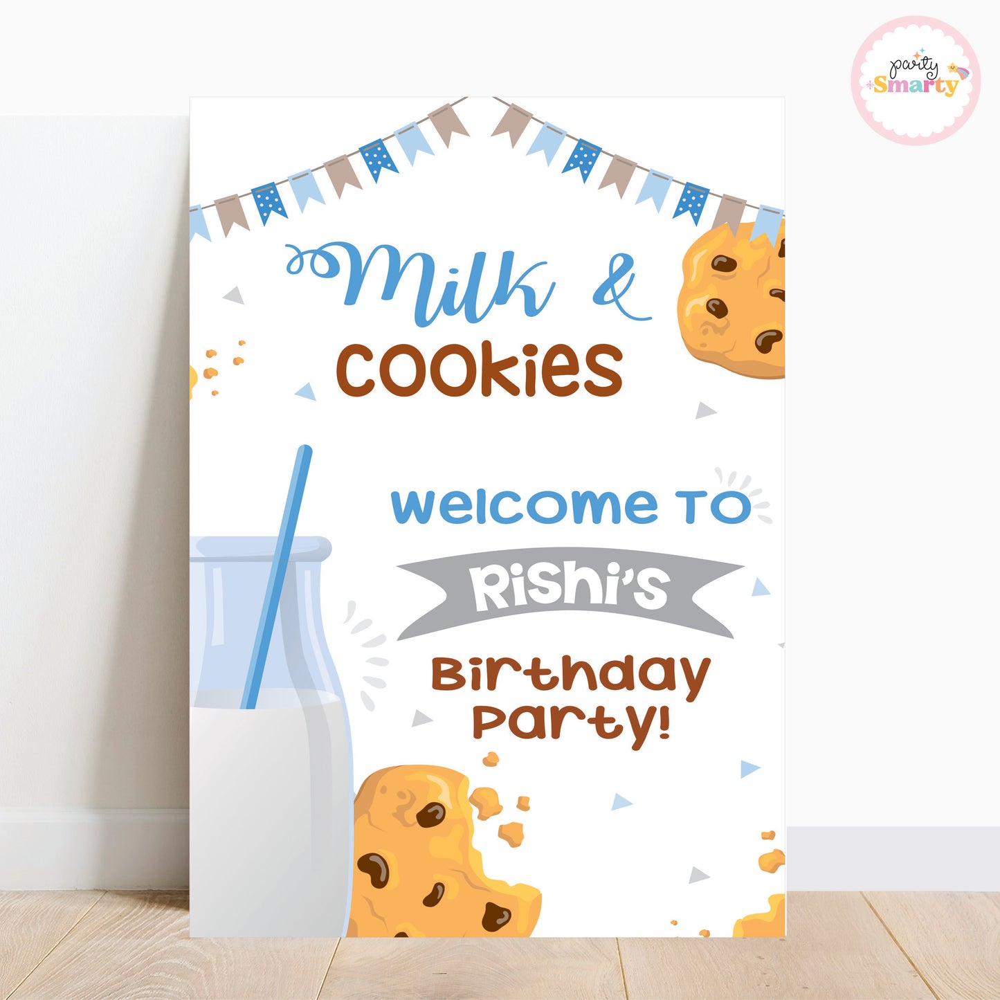 Milk & Cookies Blue Welcome Board