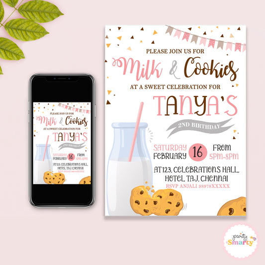 Milk & Cookies Pink Invite