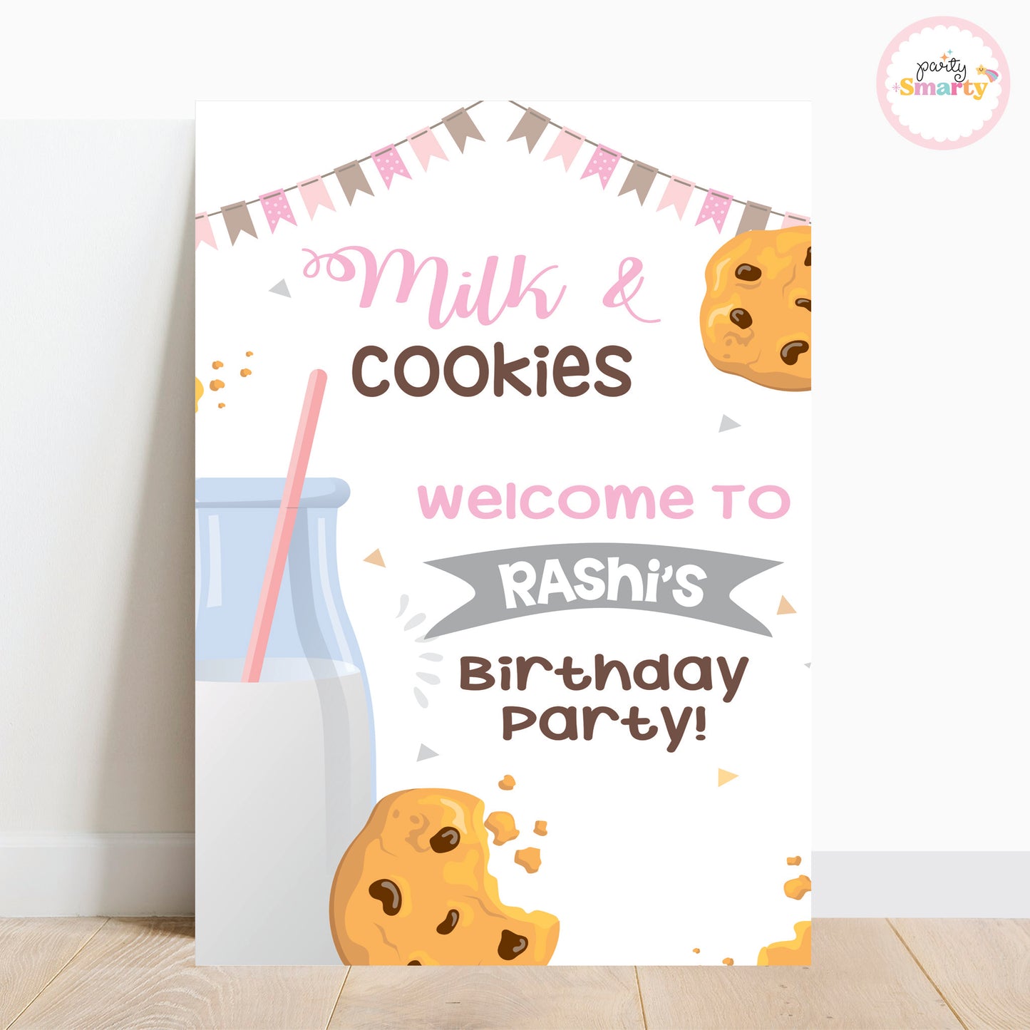 Milk & Cookies Pink Welcome Board