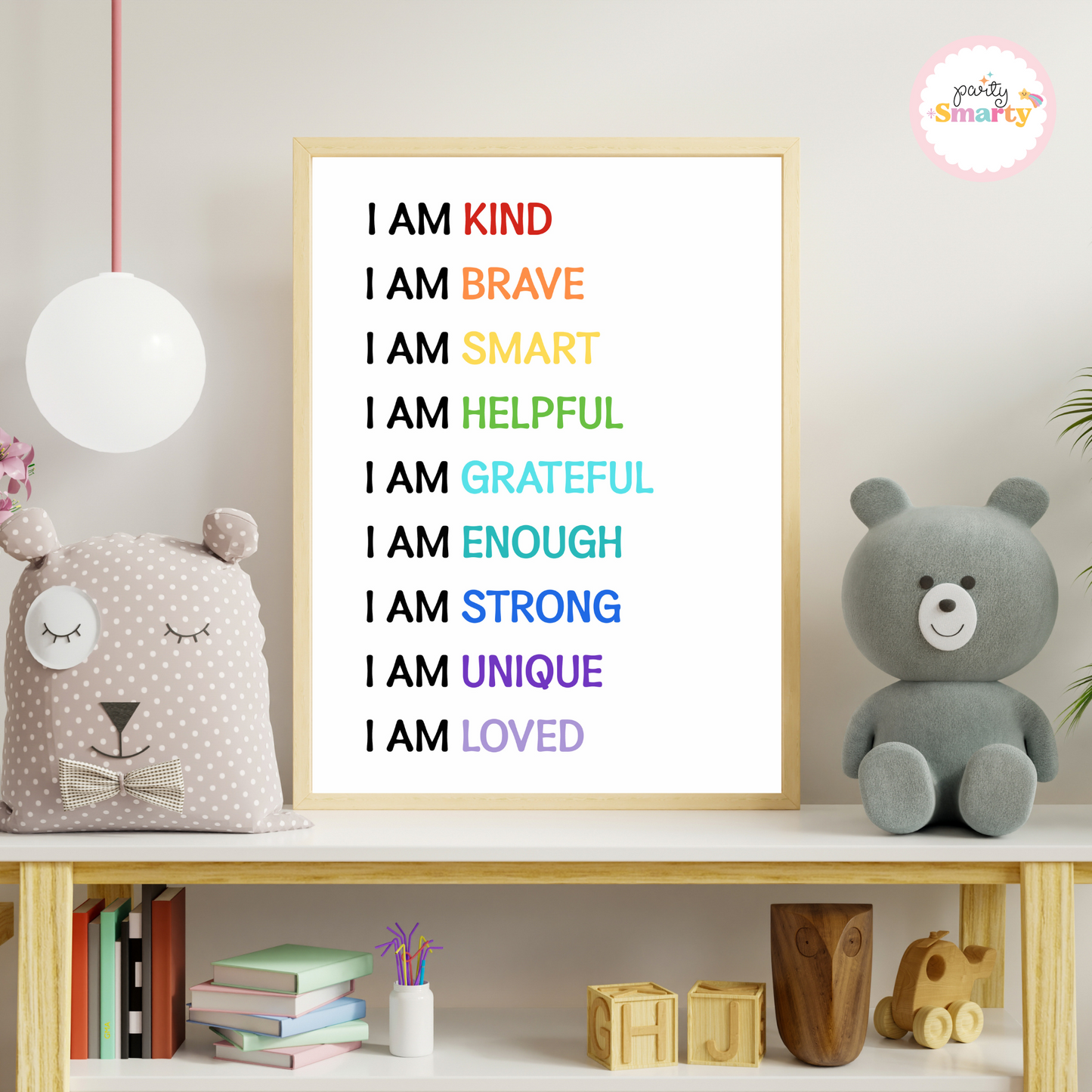 Colorful I Am Affirmations Frame