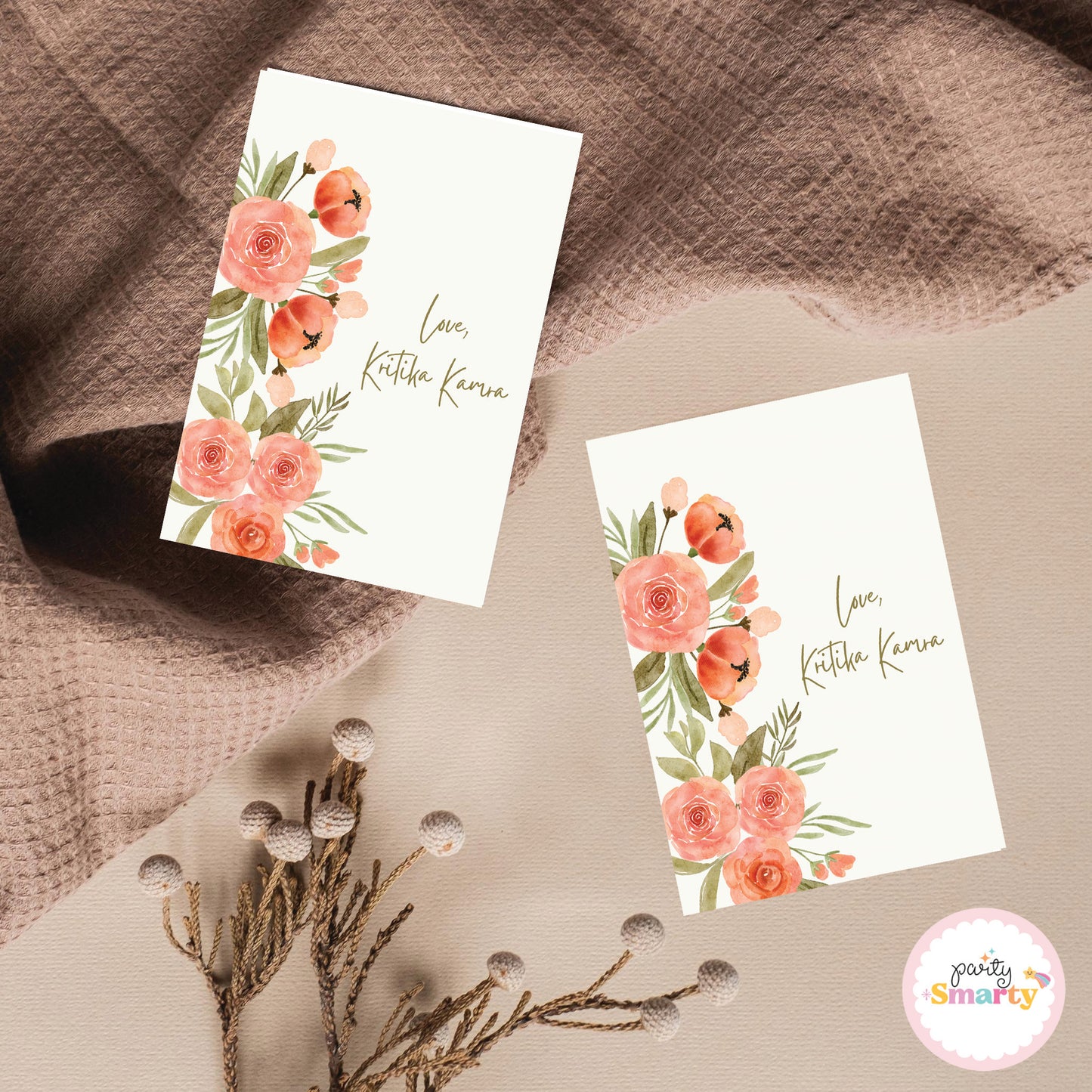 Peach flowers Best Wishes Card