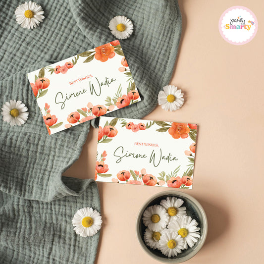 Playful orange flowers Best Wishes Card