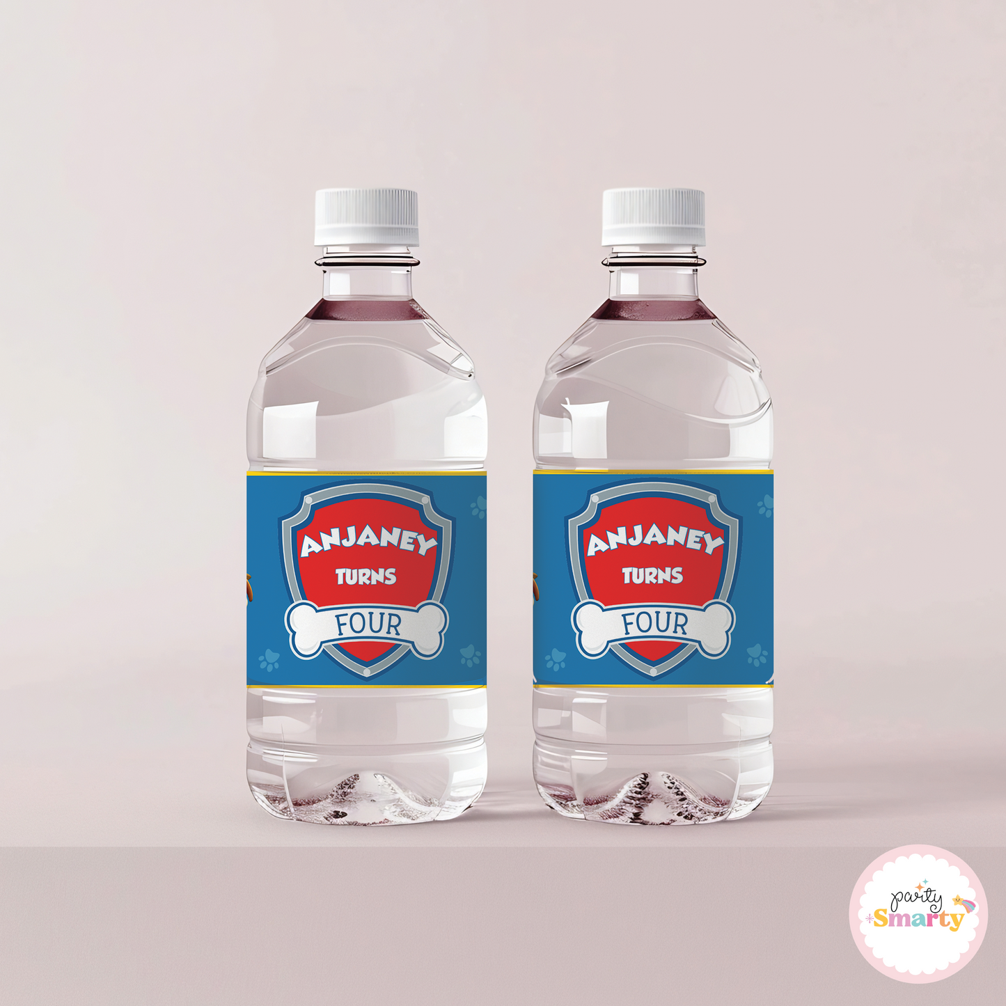 Red Paw Patrol Bottle Labels - Set of 10