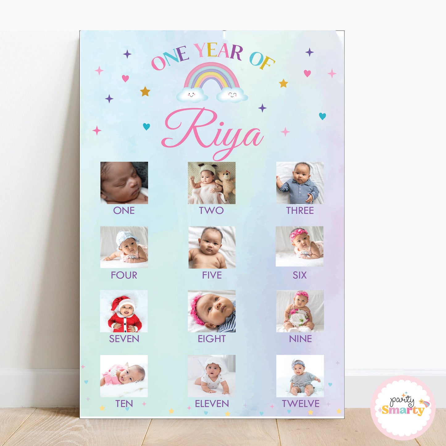 Pastel Rainbow 12 Month Photo Banner