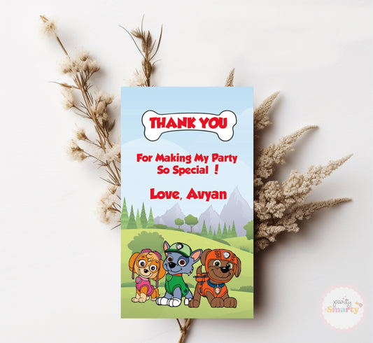 Paw Patrol Thank You Tag