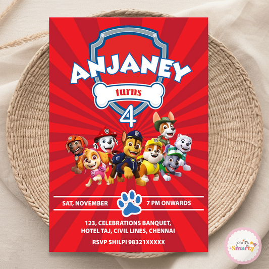 Red Paw Patrol Invite