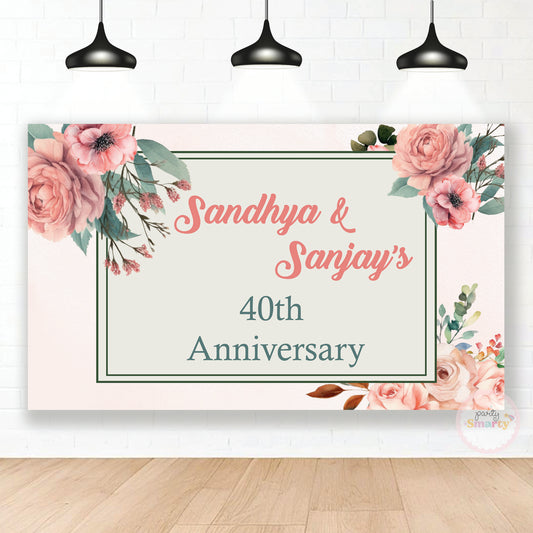 Peach Flower Anniversary Backdrop