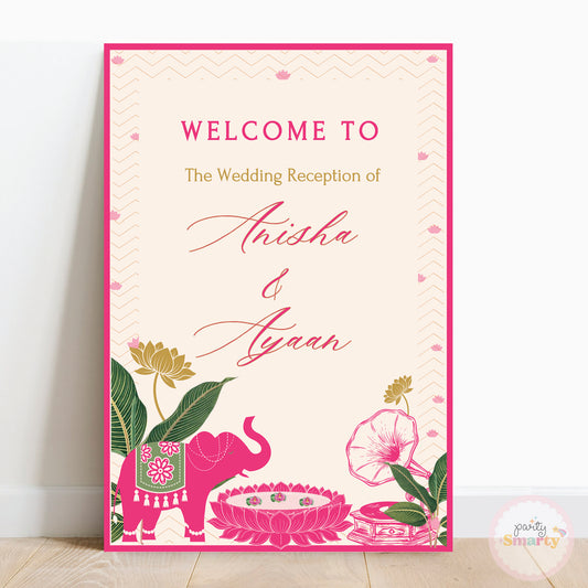 Pink Wedding Welcome Board