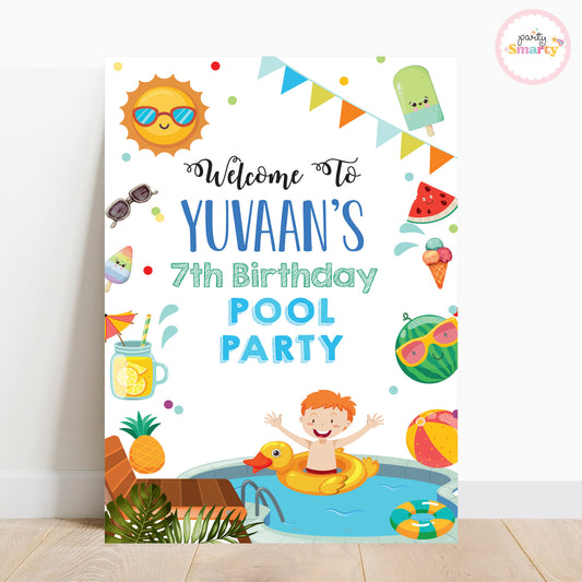 Pool Party Boy Welcome Board