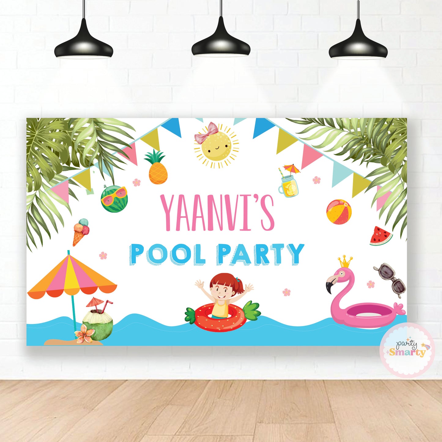 Pool Party Girl Backdrop