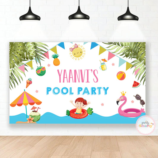 Pool Party Girl Backdrop