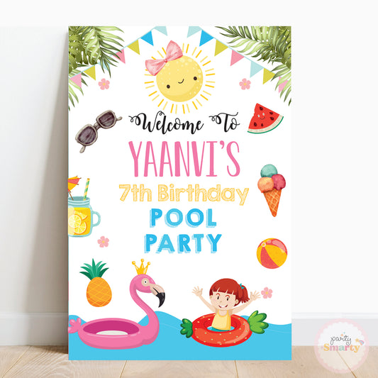 Pool Party Girl Welcome Board