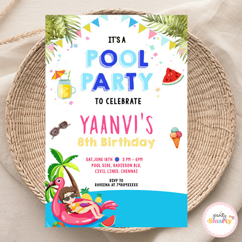 Pool Party Girl Invite