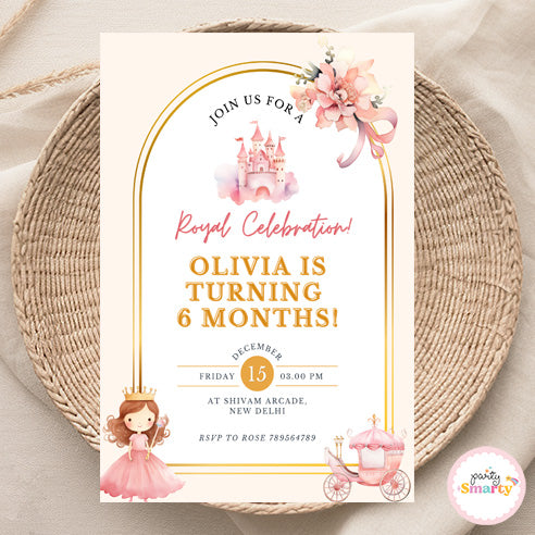 Princess Half Birthday Invite