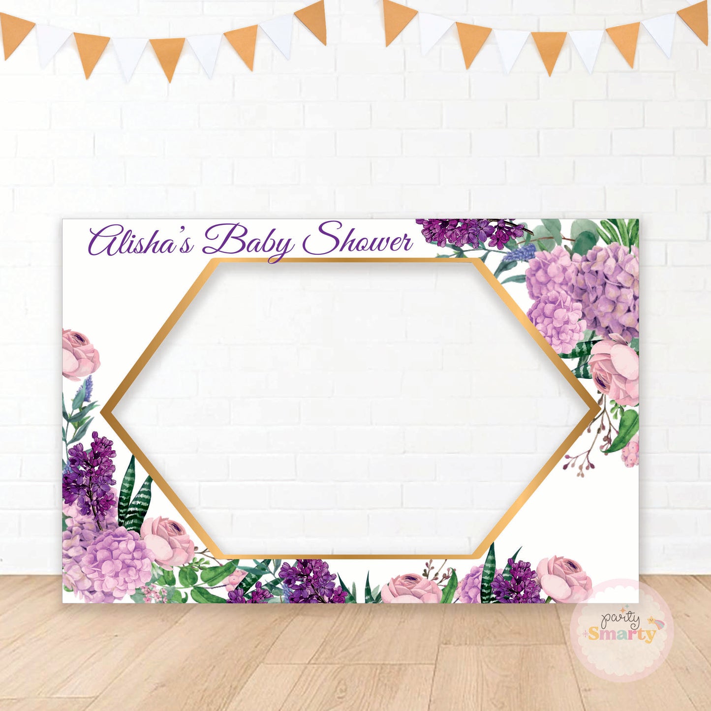 Purple Floral Baby Shower Photobooth