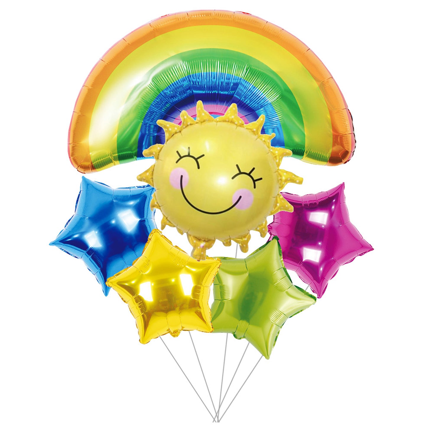 Sun Rainbow & Stars Foil Theme Balloons (Set of 6)