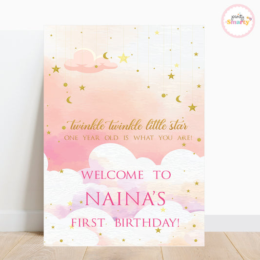 Twinkle Star Pink Welcome Board