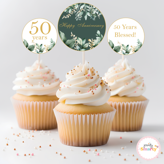 Teal Anniversary Cupcake Topper