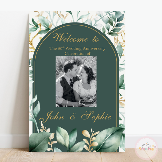 Teal Anniversary Welcome Board