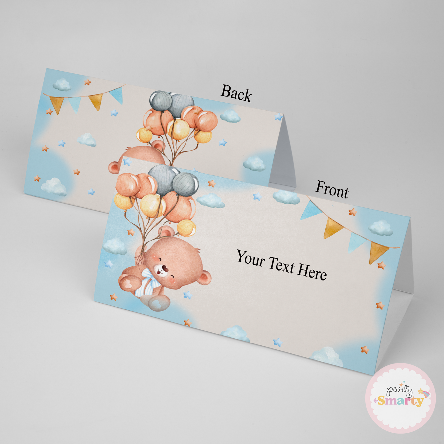 Teddy Bear Blue Food Tags