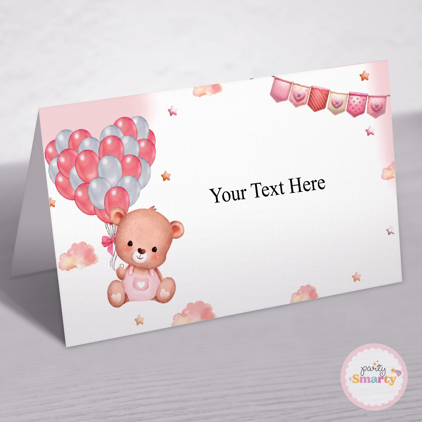 Teddy Bear Pink Food Tags