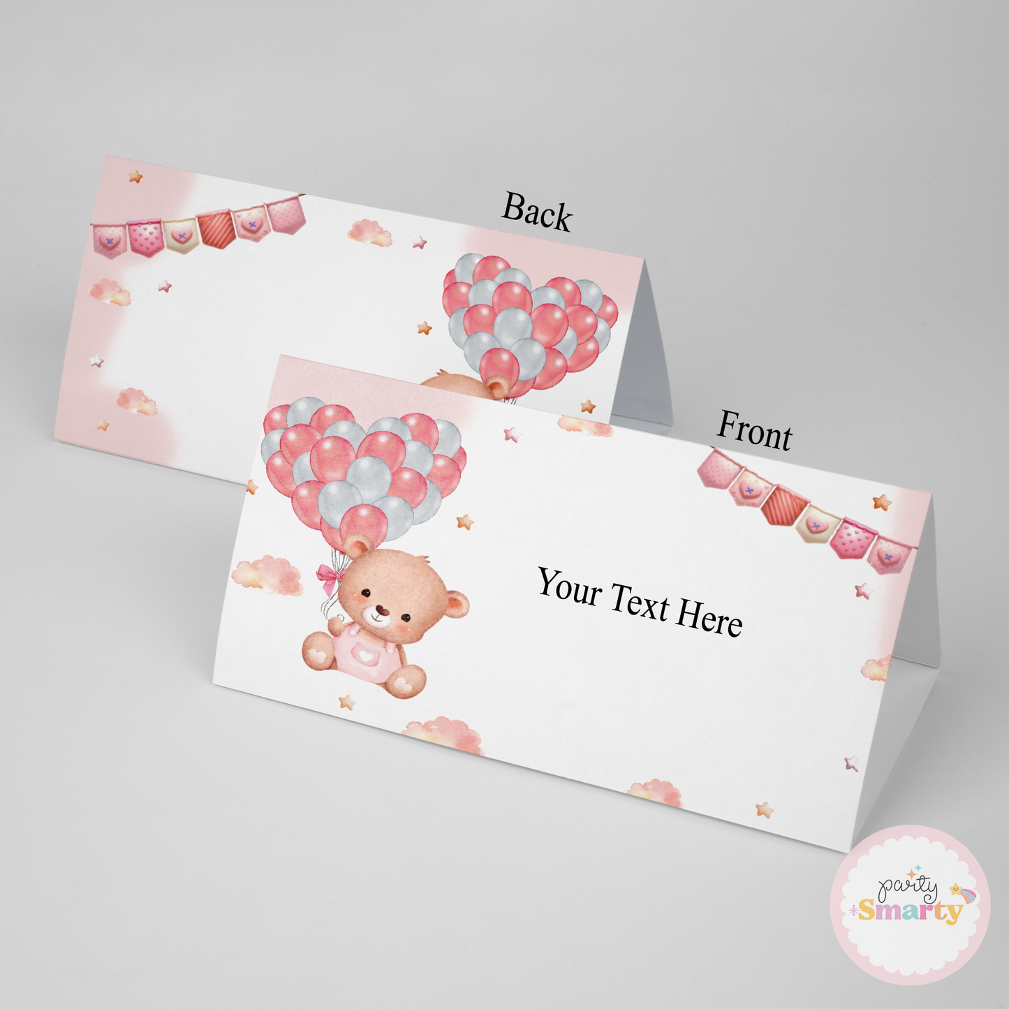 Teddy Bear Pink Food Tags