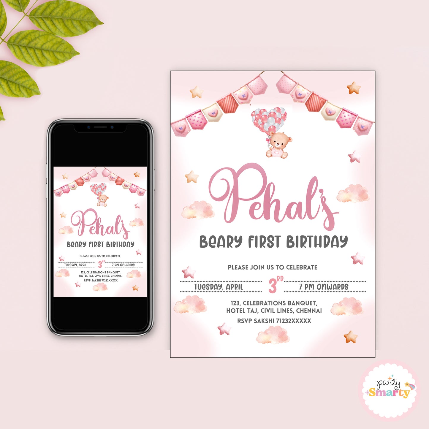 Teddy Bear Pink Invite