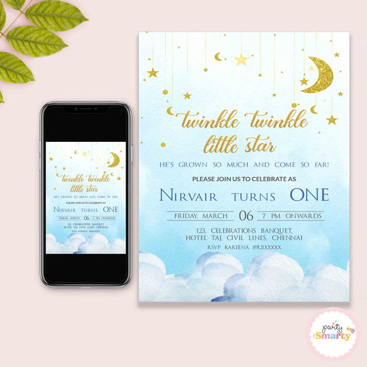 Twinkle Star Blue Invite