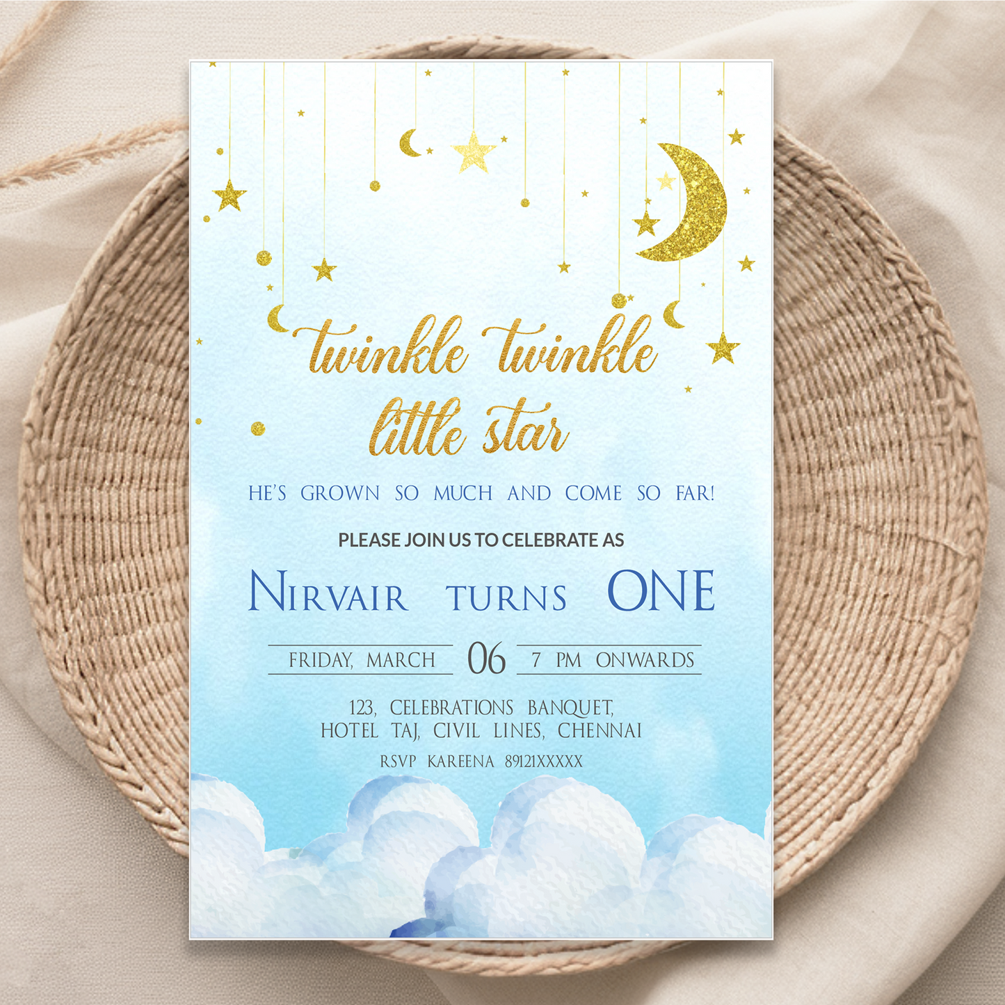 Twinkle Star Blue Invite