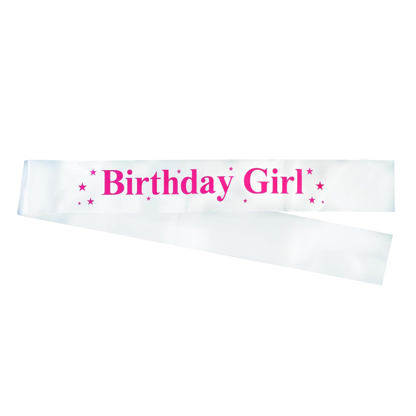Happy Birthday White With Dark Pink Text Sash