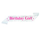 Happy Birthday White With Dark Pink Text Sash