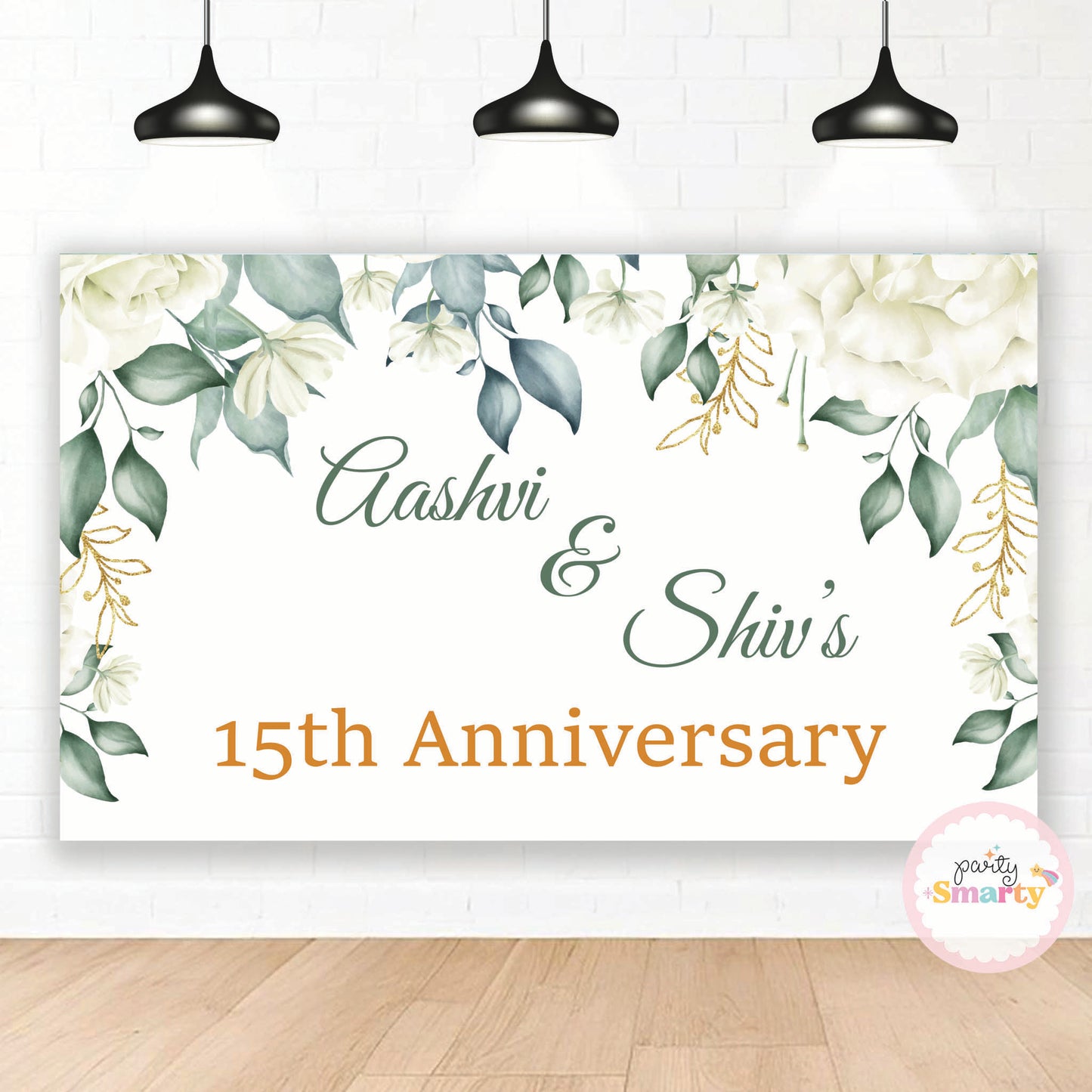 White Floral Anniversary Backdrop