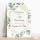 White Floral Anniversary Welcome Board