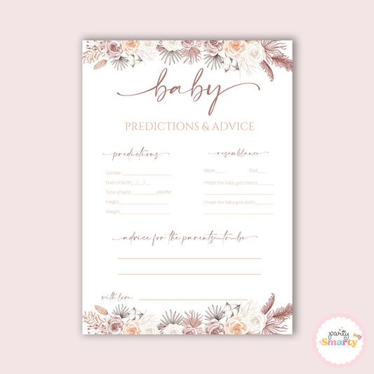 Boho Baby Shower - Advice & predictions game - Set of 10