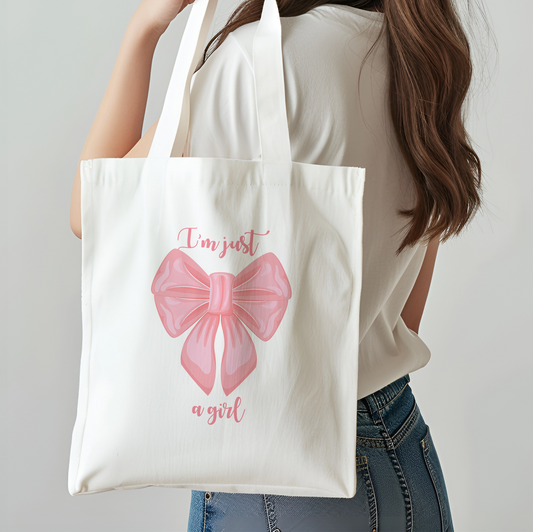 I am just a girl Bow Tote Bag