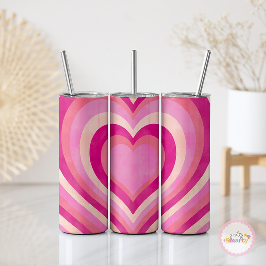 Dark Pink Heart Skinny Tumbler