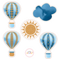 Hot Air Balloon Blue Cutouts