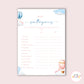 Hot Air Balloon Baby Shower - Scattergories game - Set of 10