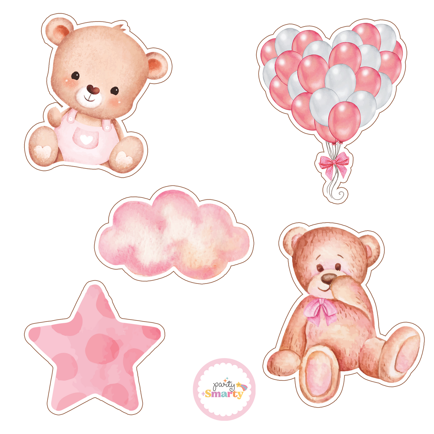 Teddy Bear Pink Cutouts